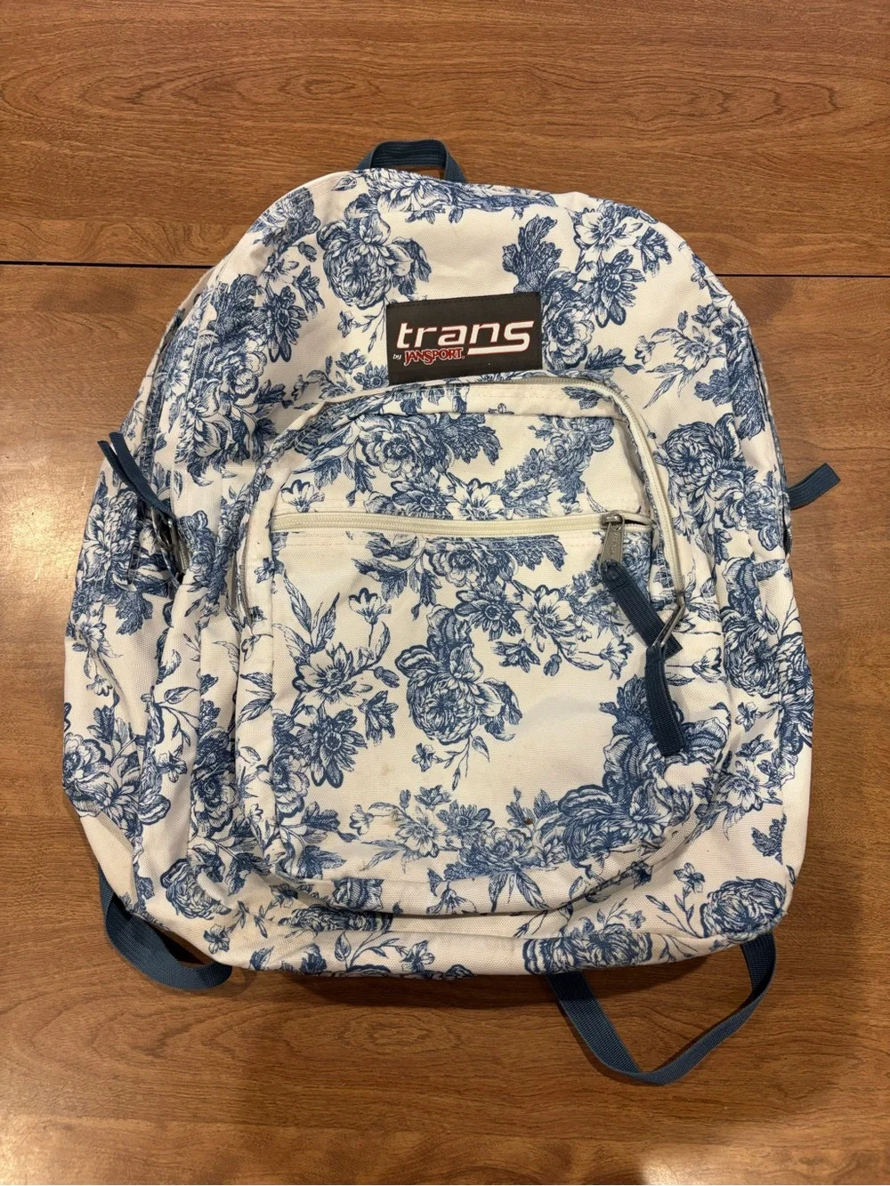 Jansport TRANS White & Blue Backpack Turkish Ocean Vintage Floral Print